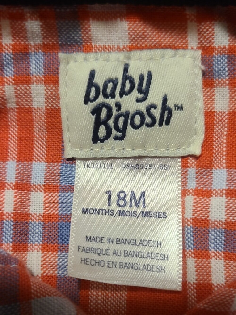 Baby B'Gosh NWT Red Plaid Button-Front Baby Bodysuit - 18 Months - Picture 4 of 8
